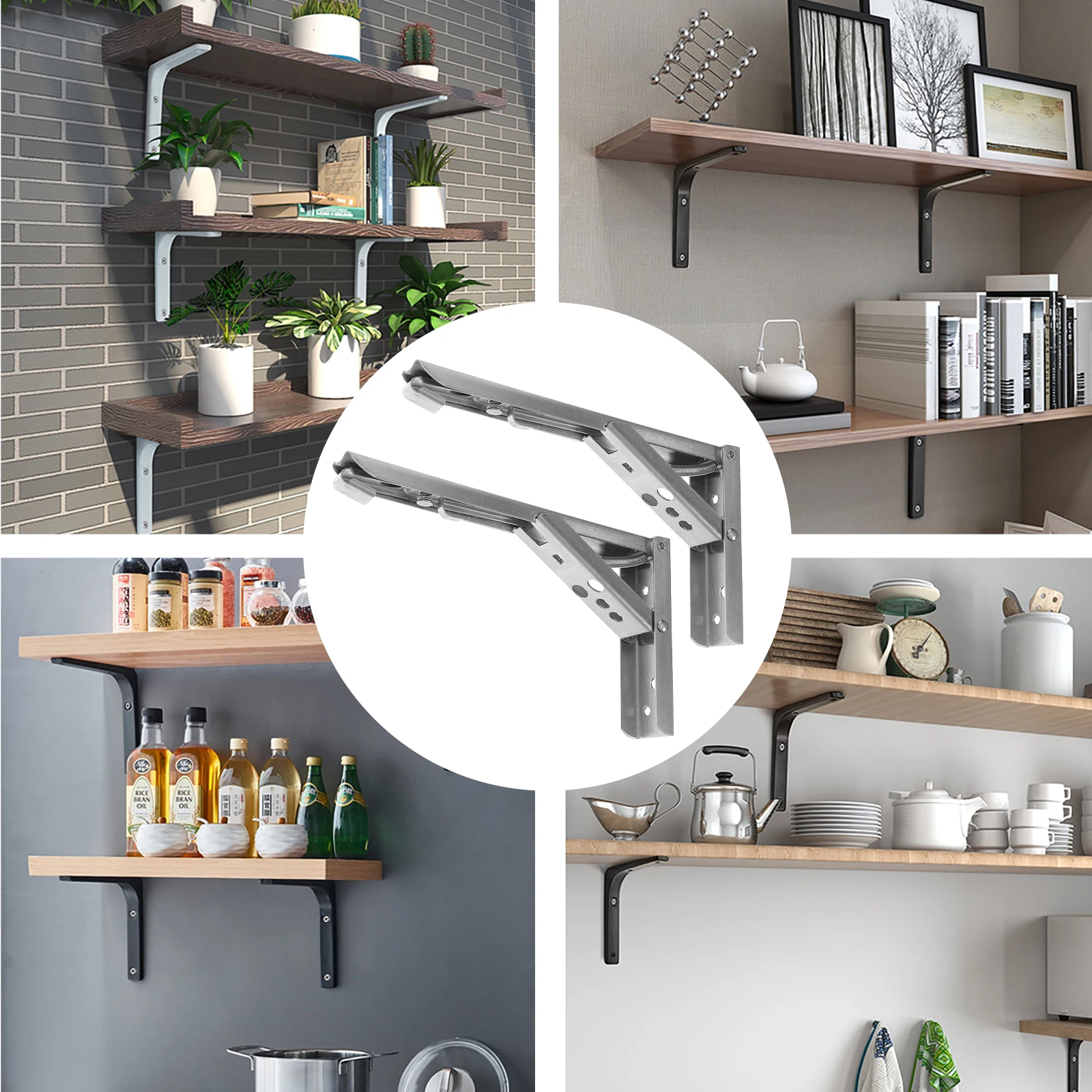 

2pcs Stainless Steel Heavy Duty Corner Angle L Wall Mount Support For Wood Floating Shelves Industrial Farmhouse Style Metal For