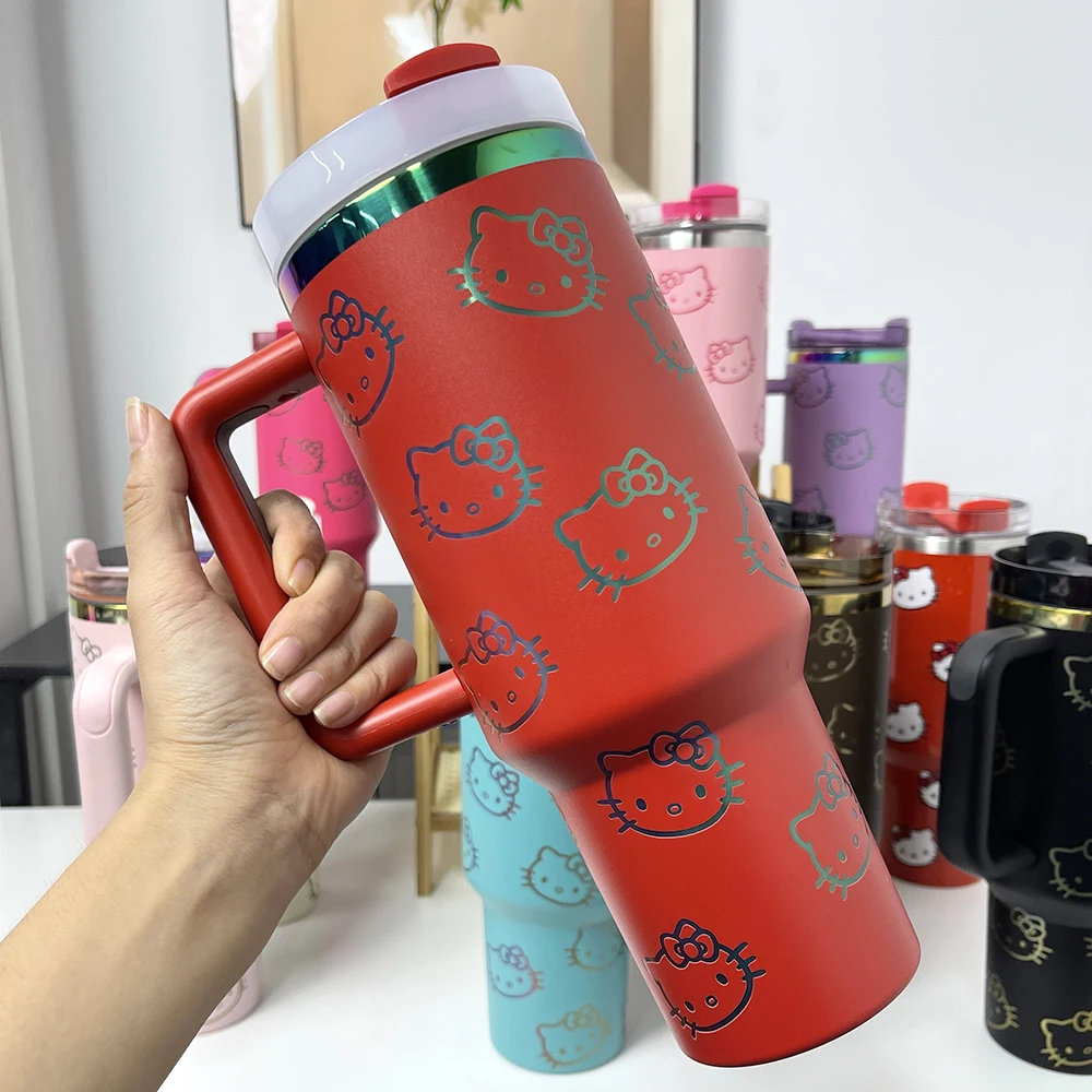 MINISO Anime Kawaii Disney Mickey Sticth 304 Steel Big Mac Ice Cup Cartoon Colored Car Straw Double-Layer Insulated Cup Gifts