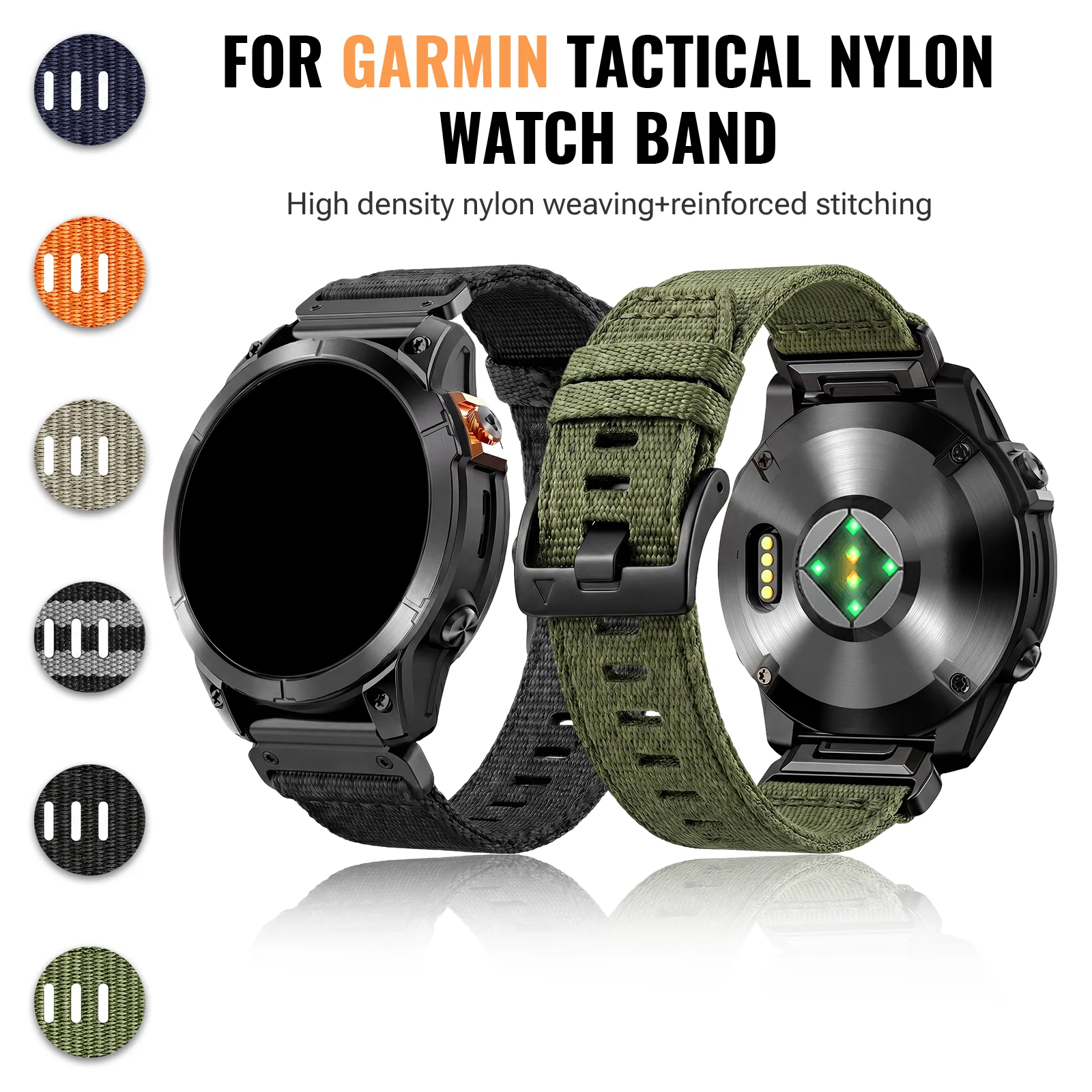 

22/26mm Outdoor Adventure Nylon Watch Strap Compatible with Garmin Fenix 5X 5X Plus 6 6X 6X Pro 7X 8 (51/47mm) Unisex Wristband