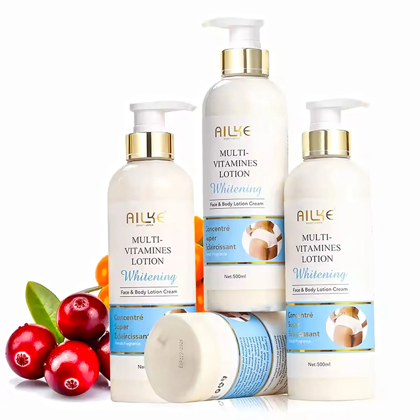 AILKE Natural Multi-Vitamin Lightening Body Lotion, Moisturizes, Nourishes, Removes Blemishes, Antioxidant Treatment