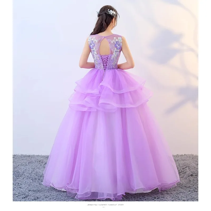 فستان سهرة نسائي جديد مطرز بدون أكمام شبكي عصري للتخسيس أداء فني امتحان فستان كبير