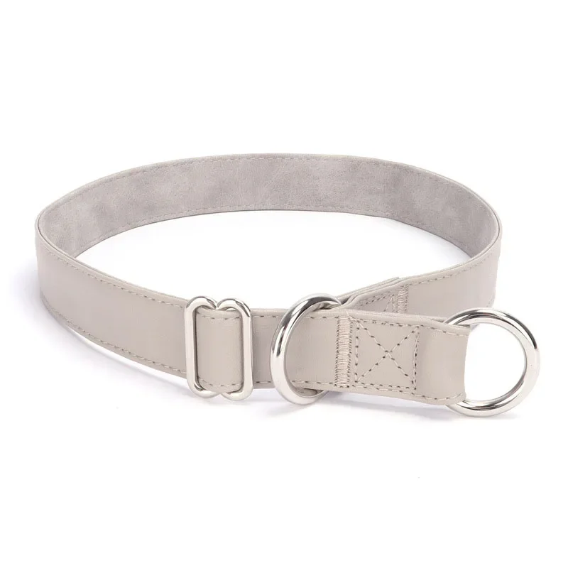 PU Leather Slip Dog Collar Super Soft Durable Strong Leather Dog Training Choke Chain Collars Suitable for Training Walking