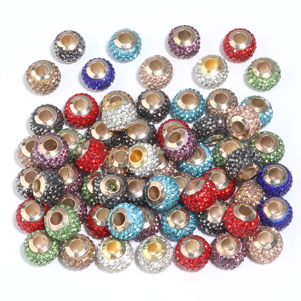 10 Stück/Set 14mm Bunte Shambhala Strass-Perlen mit Großem Loch als Abstandhalter für Schmuckherstellung DIY Armband Lose Perlen Zubehör – Detail 5