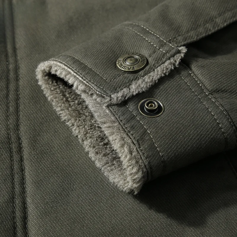 معطف بيير كاردين للرجال مبطن بالفعل من القطن جيت للخريف والشتاء الدافئ ملابس العمل بياقة واقفة مبطنة بالقطن #5