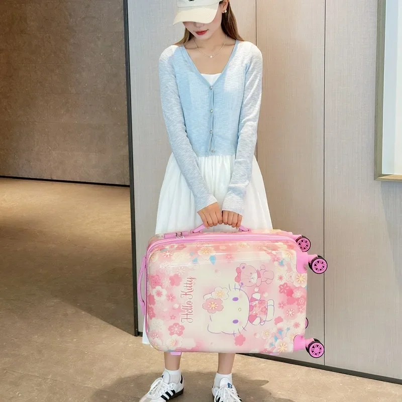 

22 Inches Trolley Box Children's Luggage Kuromi Hello Kittys Cartoon Cute Trolley Box Student Travel Case Cute Kuromi