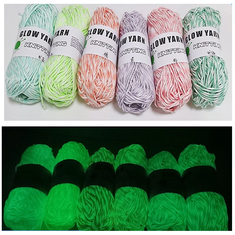 Novel Functional Yarn Glow in the Dark Polyester Luminous Yarn 2mm for Hand Knitting Sweater Hat Glowing Yarn Carpet Woman Scarf