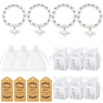 천사 날개 십자가 묵주 팔찌, 선물 상자 가방, 감사 카드, 아기 세례식 성찬식 웨딩 파티 용품, 10 개, 20 개