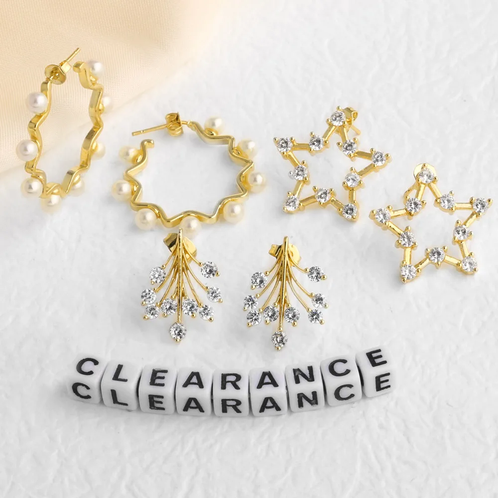Clearance Earrings / 3Pairs CZ Crystal Heart Earrings for Women Gold Plated Jewelry CER0152