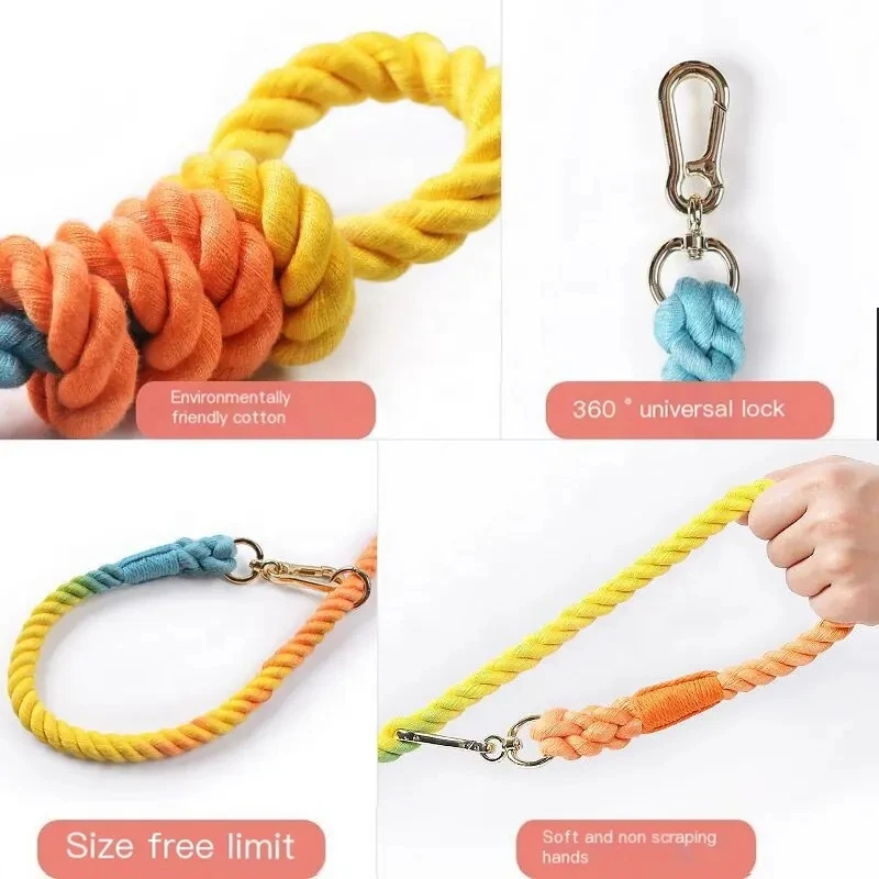 Handmade Braided Cotton Dog Leash Double-Headed Traction Rope For Medium Large Dog Outdoor Pet Walking Training Leads Rope