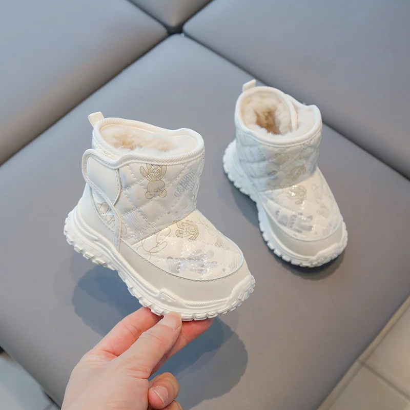 Boys and Girls Winter Padded Warm Cotton Shoes Thick Bottom Non-slip Patent Leather Waterproof Non-slip Snow Boots