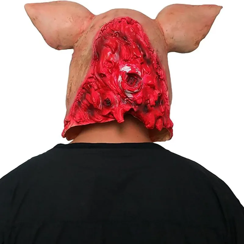 Masque de Tête de Cochon Effrayant en Latex pour Homme, Accessoires de Cosplay, Costume de Carnaval Sanglante, Boucher, Horreur, pour Adulte