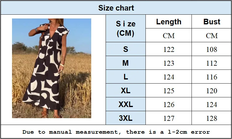 2024 Estate Casual Boho Abito stampato Scollo a V Manica corta A Line Dress Casual Allentato Flowy Swing Abiti lunghi per le donne Eleganti