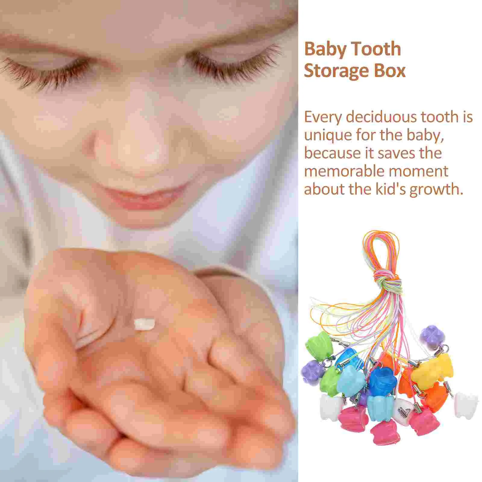 20pcs Dental Box Baby Tooth Storage Box Case Children Teeth Plastic Storage Box Baby Toy Necklace Baby Tooth Case