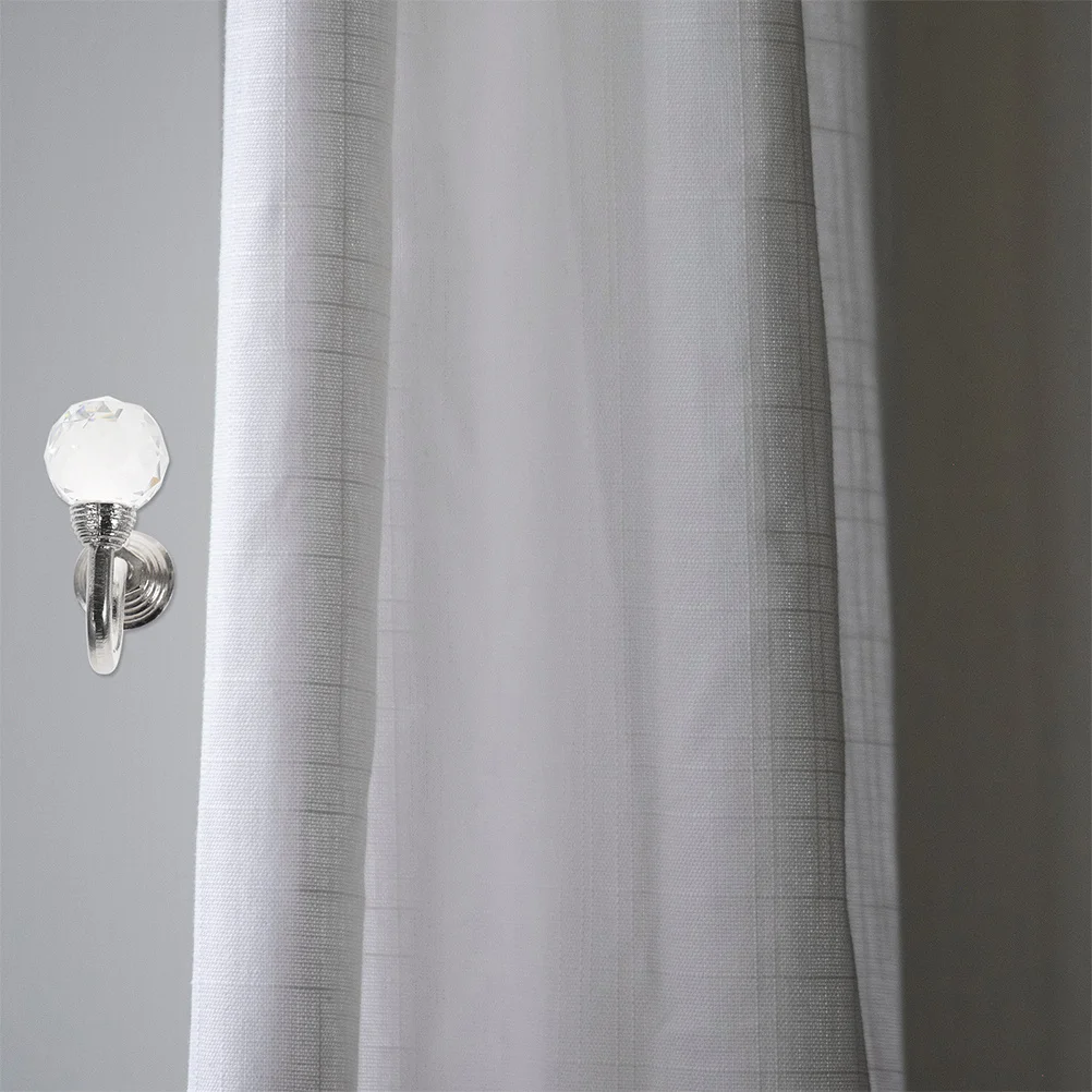 

4Pcs Clear Crystal Wall Hooks for Curtains Heavy Duty Zinc Alloy Base Tassel Curtain Tiebacks Decorative Home Accessories