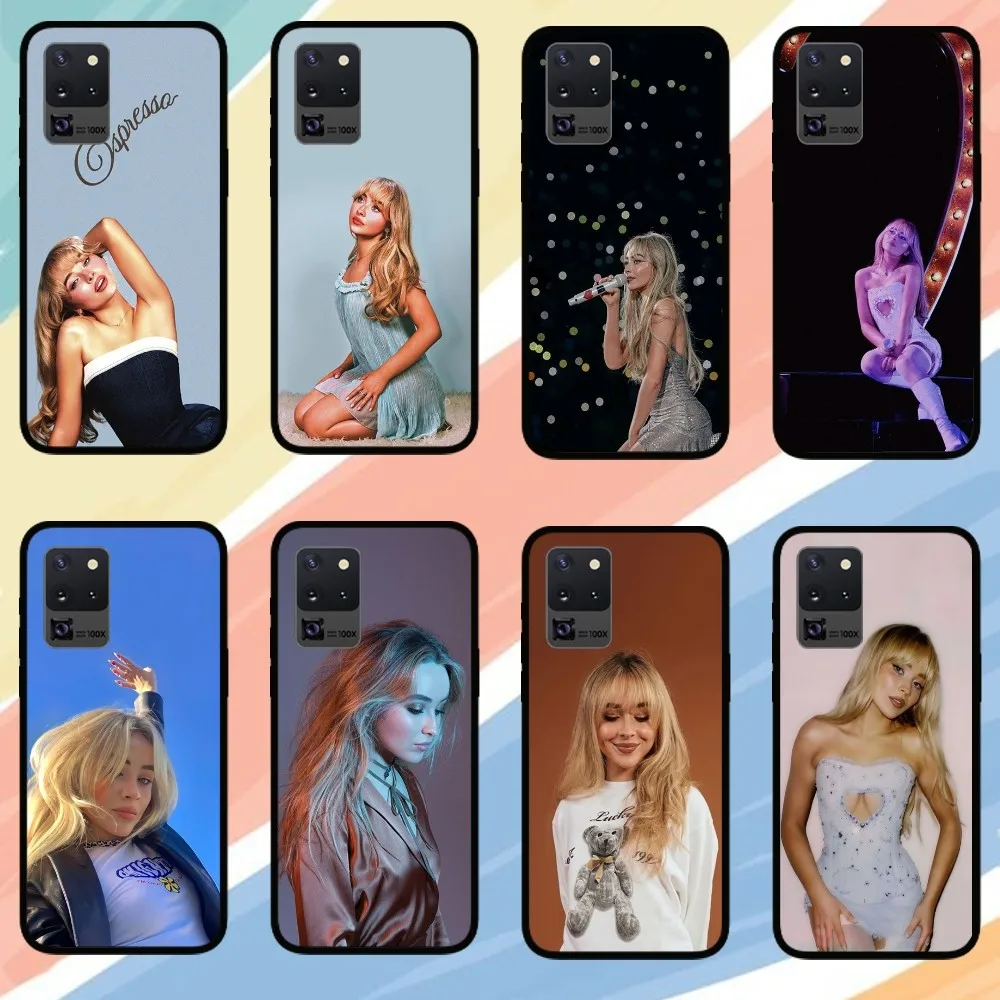 Singer Sabrina Carpenter Phone Case For Samsung Galaxy S24 S23 S22 S21 S20 FE Note 20 Ultra 5G Black Phone Case