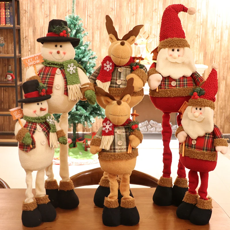 

Телескопическая кукла Санта-Клауса, милый снеговик, благоприятная игрушка с оленем, рождественский подарок, украшение для окна, украшение для сцены