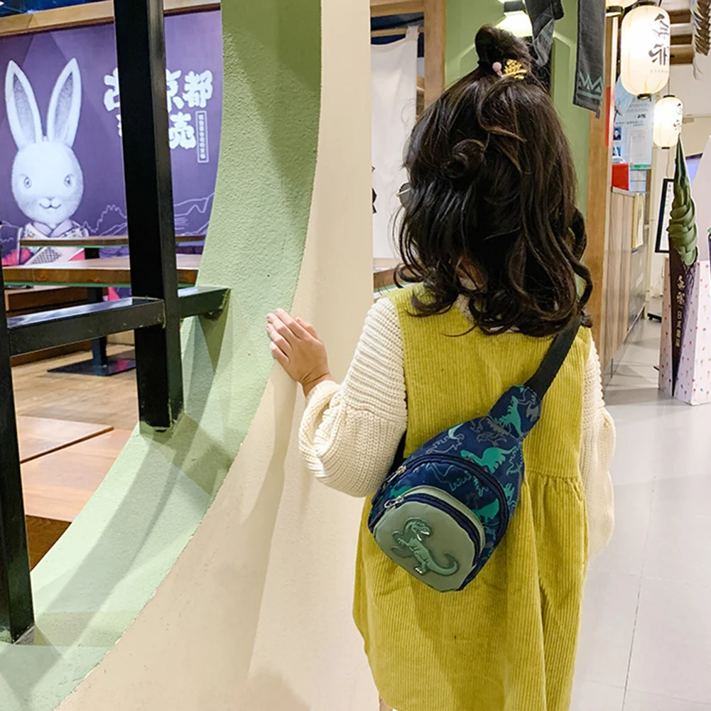 Marsupi per cartoni animati per bambini borsa per telefono stampata con dinosauro di grande capacità borsa Casual impermeabile in Nylon per ragazze dei ragazzi