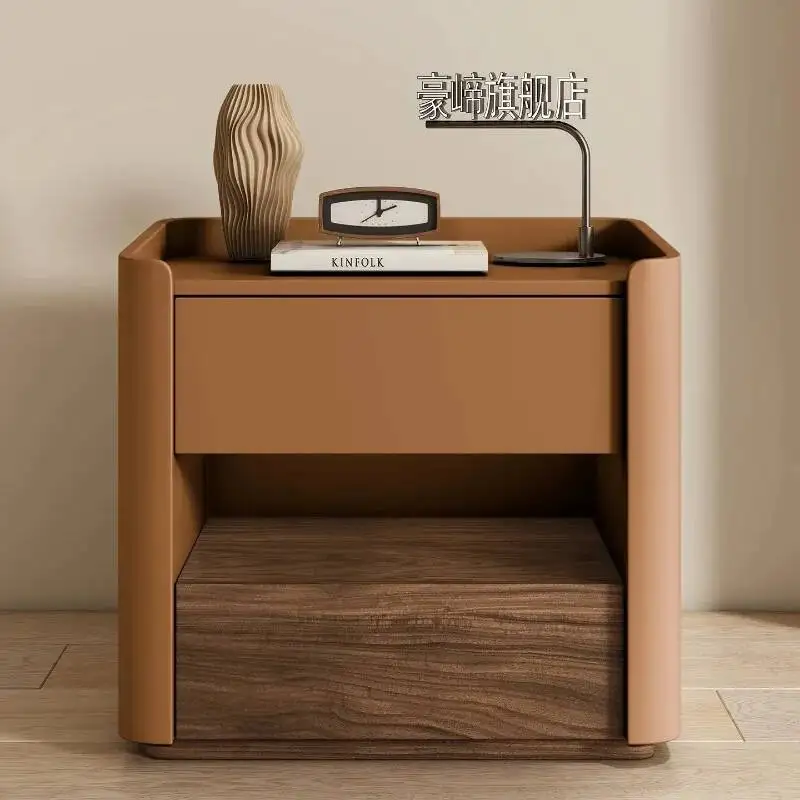 منضدة منجدة مع رف خشبي وتفاصيل خياطة أثاث تخزين حديث وأنيق لديكور غرفة النوم #3