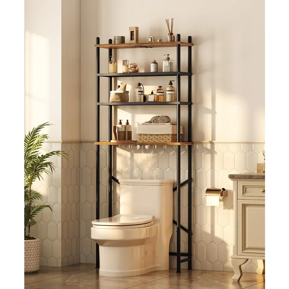 

Over The Toilet Storage, 4-Tier Over Toilet Bathroom Organizer with Adjustable Feet, Freestanding Above Toilet Shelf