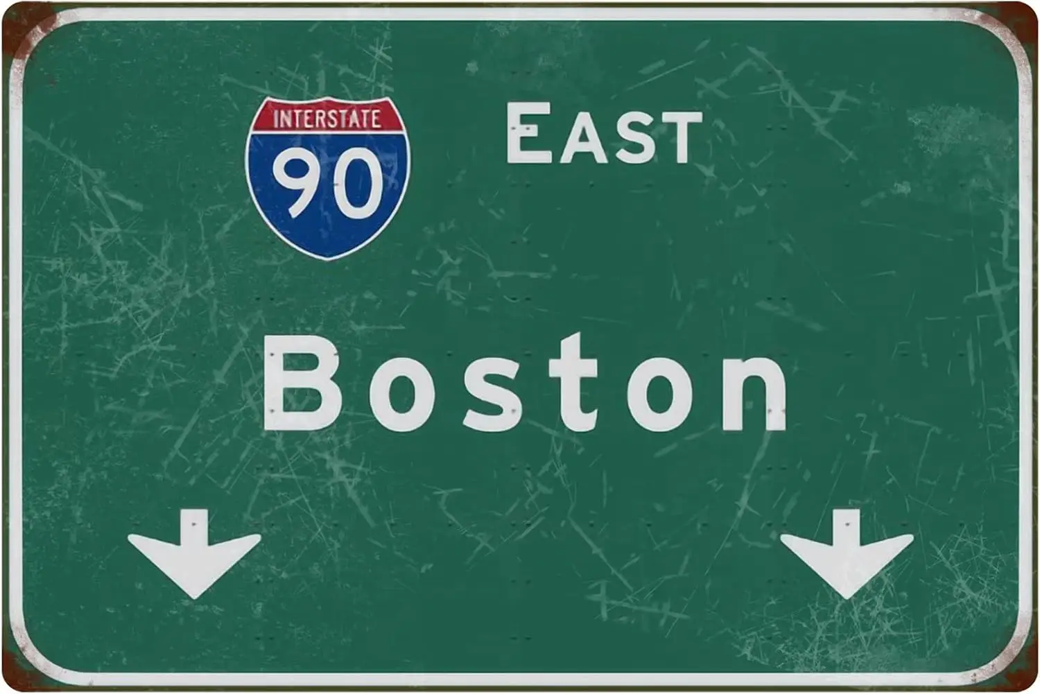 Metal Sign Vintage East Boston Interstate 90 Poster Highway City Home Bar Club Restaurant Wall Art Wall Decor Wall Hanging Gift