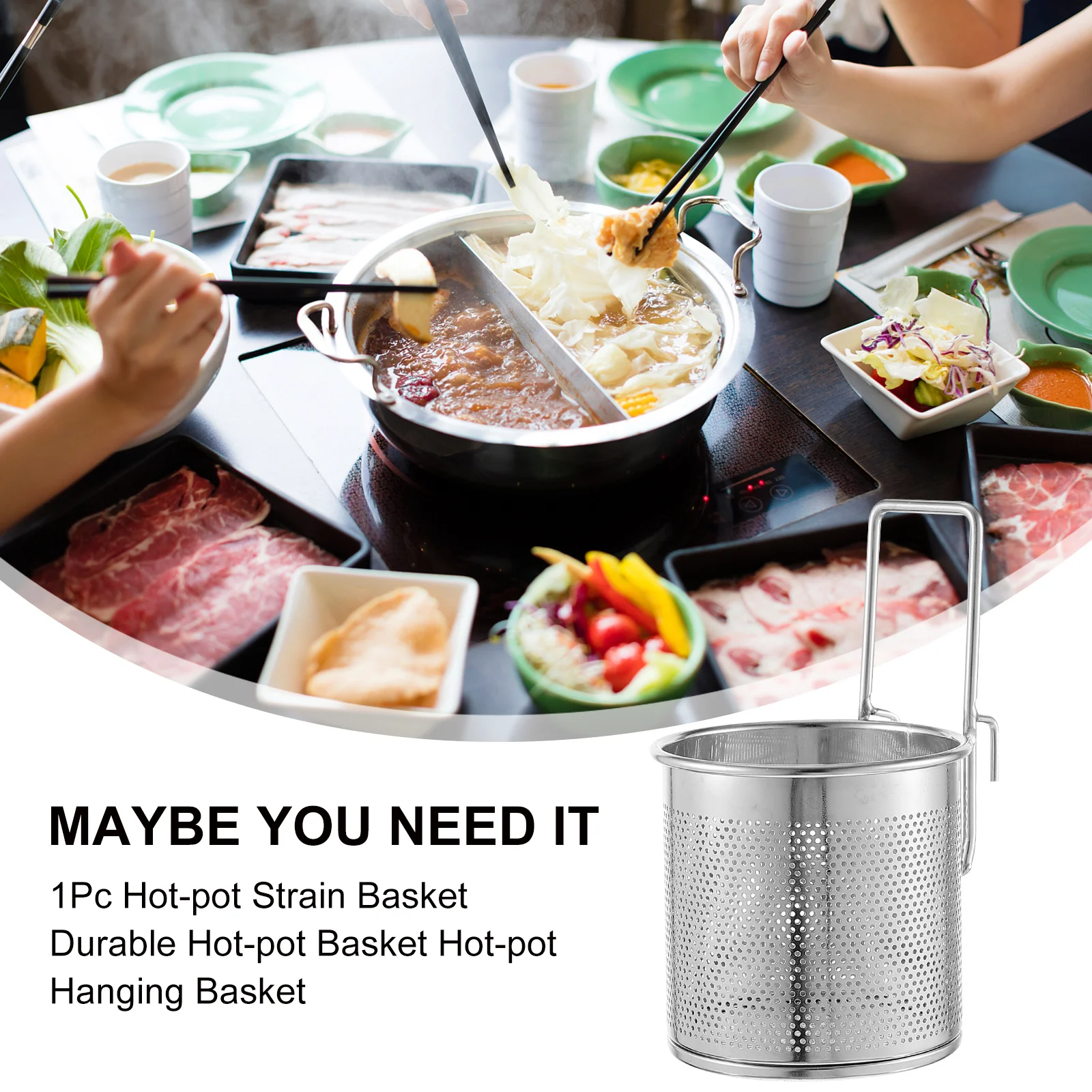 

1pc Stainless Steel Hot-Pot Basket Mesh Net For Home Restaurant Use Easy Clean Hanging Strain Filter Tool Kitchen Bar Accessory