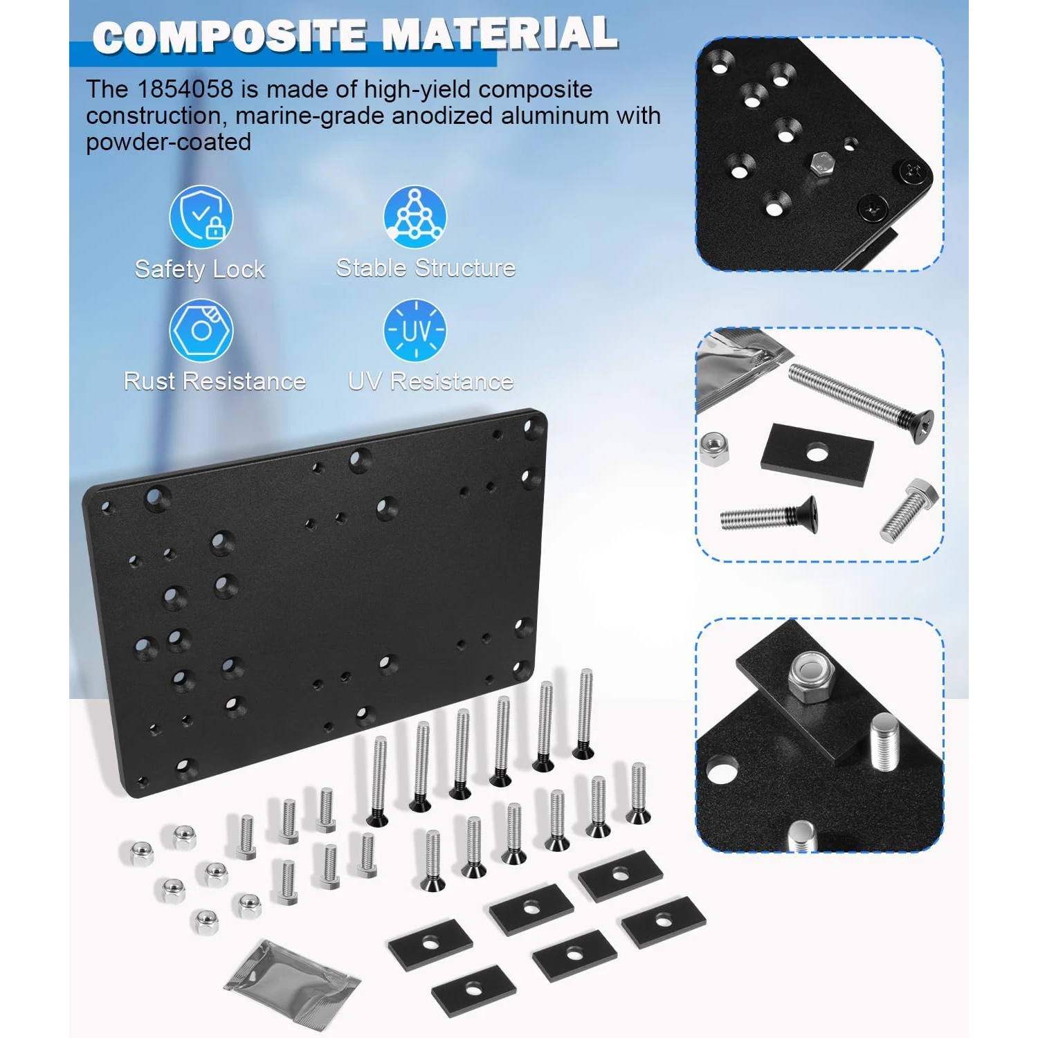 

1854058 for Minn Kota Terrova, Riptide Terrova, Ulterra, Series Trolling Motor, MKA-58 Boat Deck Reinforcement Kit