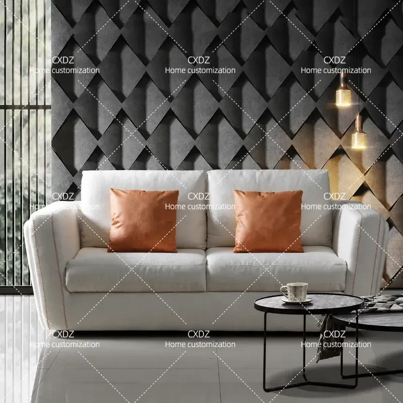 Small apartment linen folding sofa bed soft high rebound sponge pad steel bracket double armrest three-person sofa