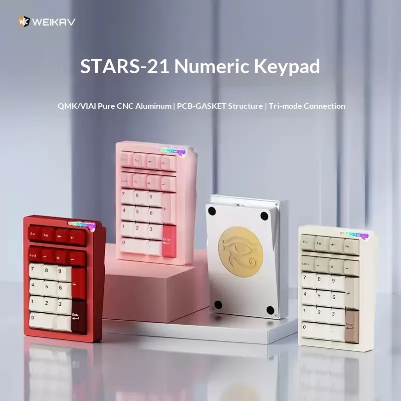 WEIKAV Stars21 Tri-Mode Aluminum Mechanical Numeric Keypad QMK VIA Hot-Swappable RGB For Gifts