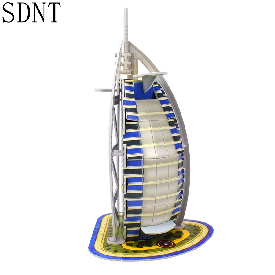 

Paper Building 3D Model Kids Puzzle Dubai Hotel Burj Al Arab DIY Assembly Cardboard Model Kit Educational Toys for Children Gift