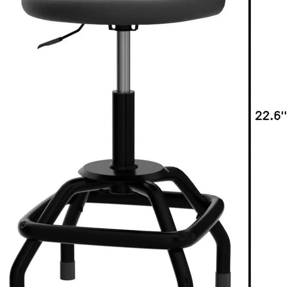 Adjustable Swivel Workshop Stool with Backrest, Padded Seat, Lumbar Support, and Footrest, 22-28 Height