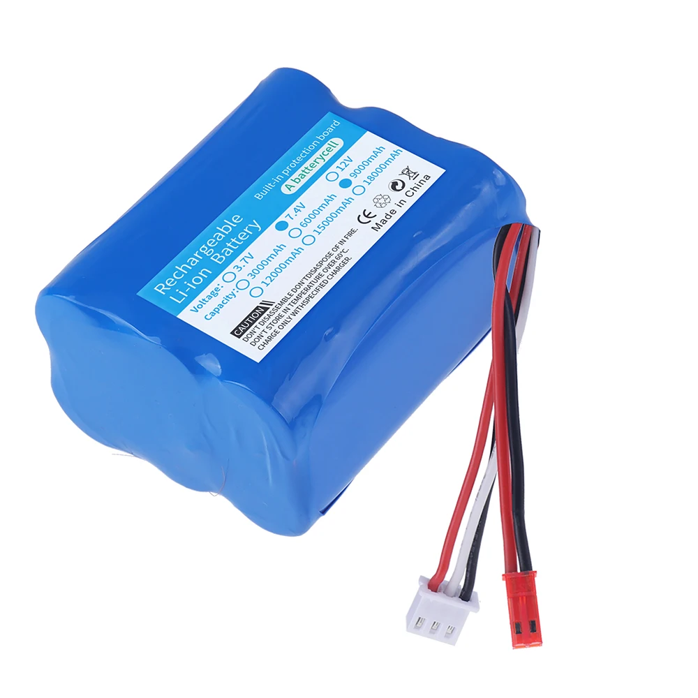 Batería recargable de 7,4 V y 9000mAh con enchufe JST, cargador de 7,4 v, baterías de iones de litio para coche de carreras todoterreno teledirigido