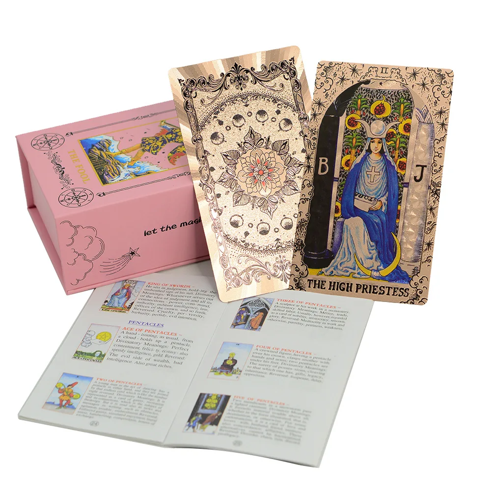 

78 Tarot Twelve Palaces Rose Gold Plastic Tarot Cards Wait Waterproof Board Game Card