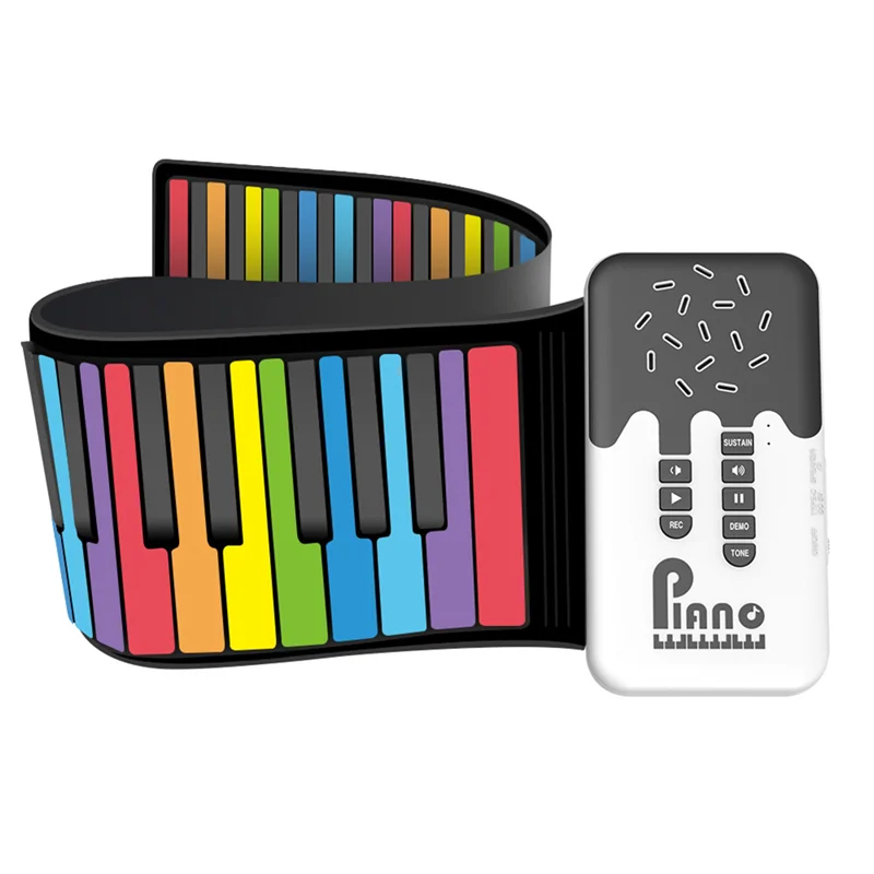 49 Keys Digital Keyboard Flexible Roll Up Piano with Loud Speaker Electronic Hand Roll Piano for Music Lovers Beginners