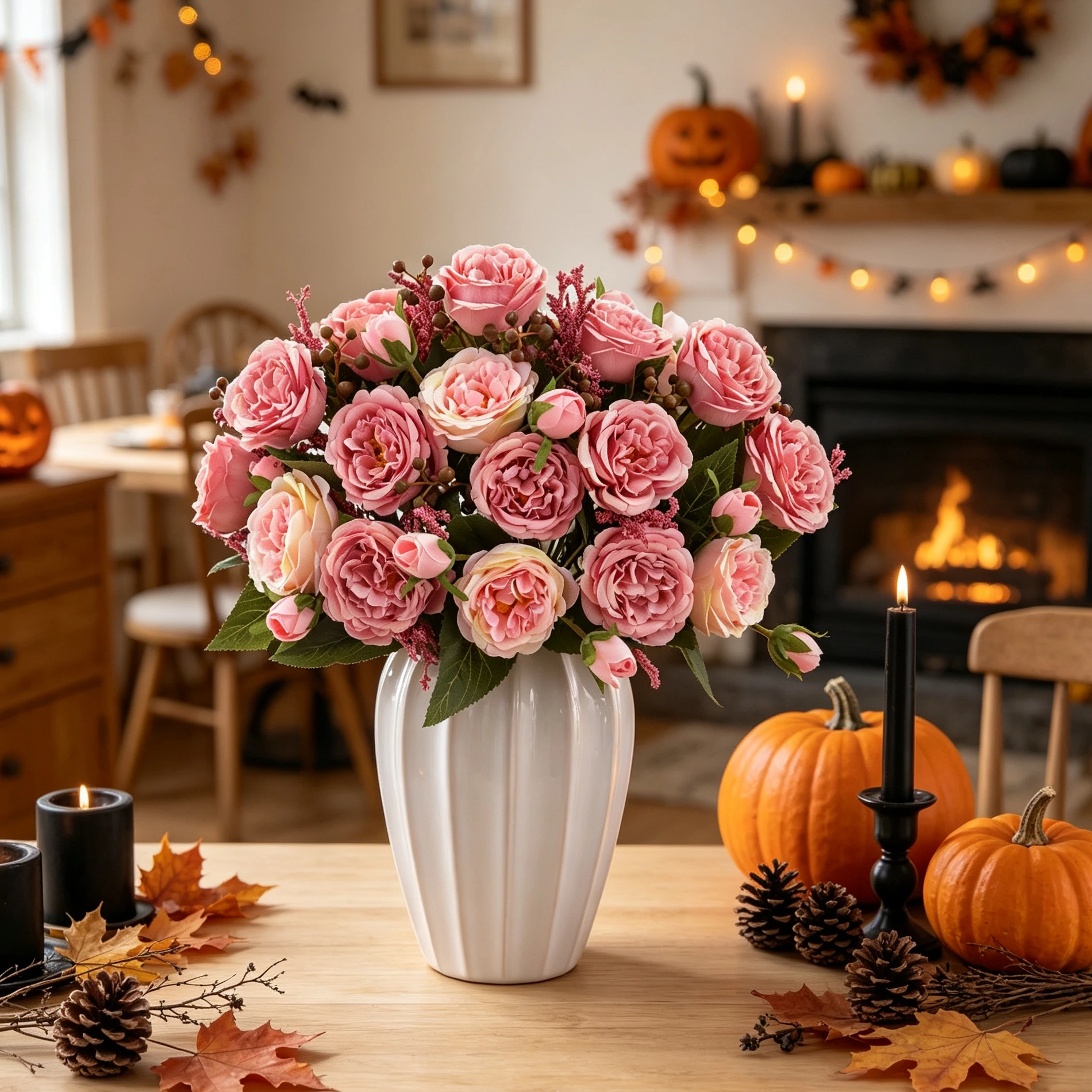 3 Stück Künstliche Blumen aus Seide, Pfingstrosen für Zuhause, Zimmer, Garten, Tisch, Herbst, Halloween, Dekoration, DIY Hochzeitskranz, Brautstrauß, Geschenk – Detail 3