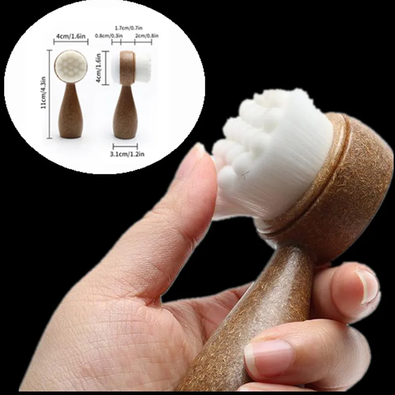 Double Sided Coconut Shred Handle Facial Brush Exfoliating Blackhead Remover PoreCleaner Facial Cleanser Brush for Deep Cleaning