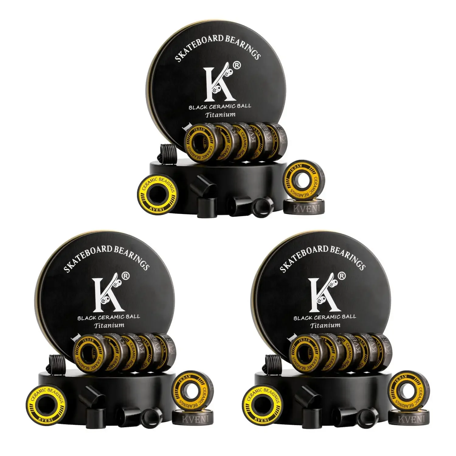 

Skateboard Bearings, 608rs Longboard Bearing Black Ceramic Balls - Titanium Coated - Precision Fast Spin ABEC Bearings w