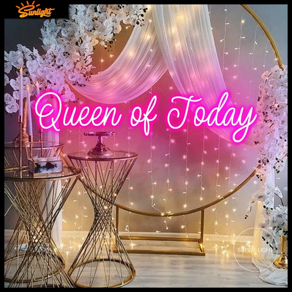 

Queen Of Today Neon Sign Neon Light Business Logo Bar Makeup Store Party Decoration Personalized Name Sign Led Light Sign