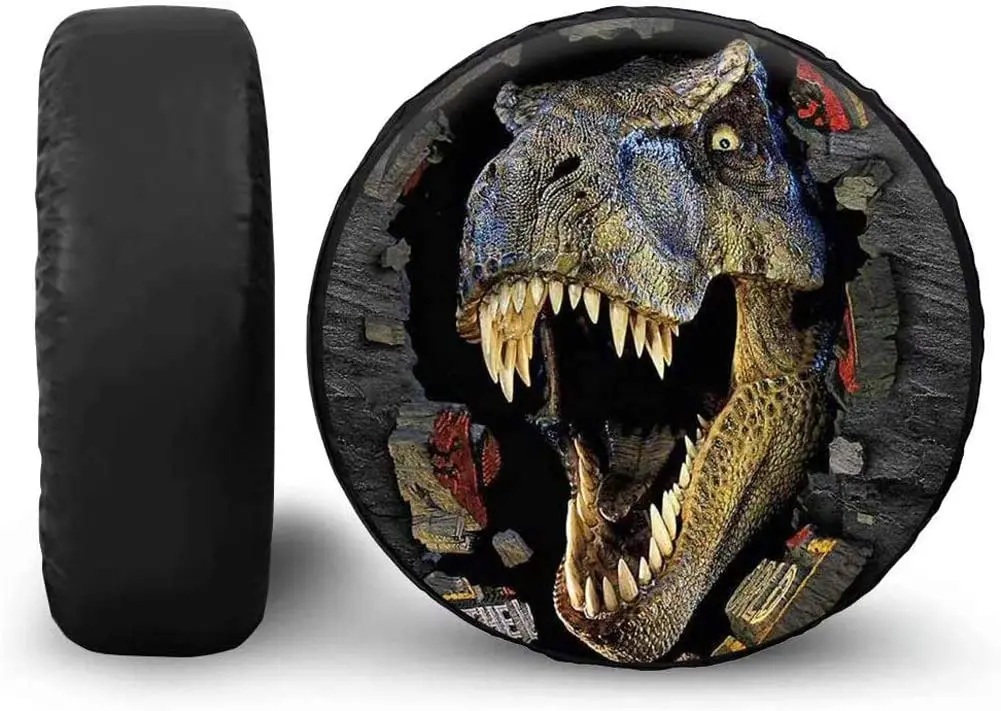 

POLERO Dinosaur Print Spare Wheel Tire Cover Waterproof DustProof Universal for,Trailer, RV, SUV Vehicle 14" 15" 16" 17" 18" 19