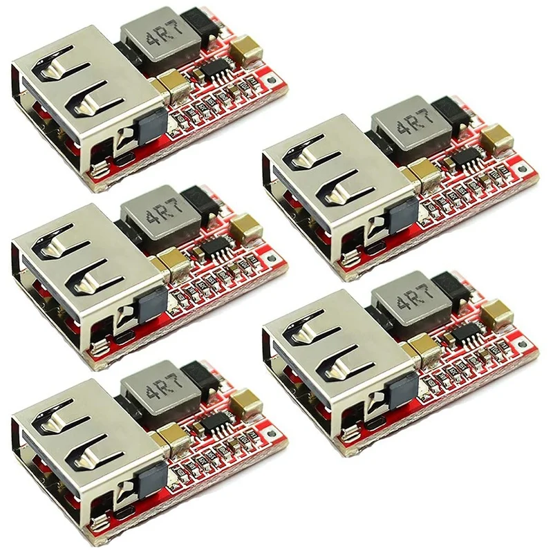[A92P!】 5 Pcs DC-DC Buck Converter Car USB Module 6-24V 12V 24V To 5V 3A Step Down Voltage Regulator Power Supply Module