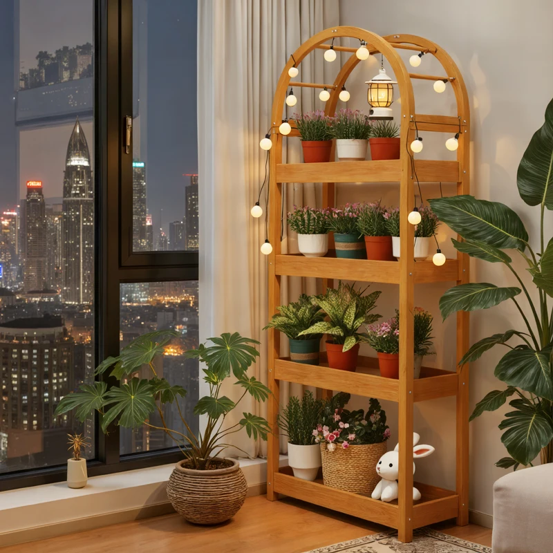 

balcony multi-layer plants, display rack living room, floor-to-ceiling Internet celebrity flower rack hot planting rack