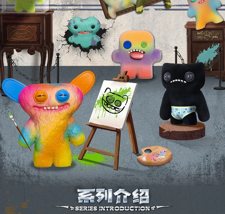 Gantungan kunci seri monster lucu asli Fuggler 2016, kotak kejutan, buatan tangan, liontin berbulu, mainan lucu dan unik, ornamen tren