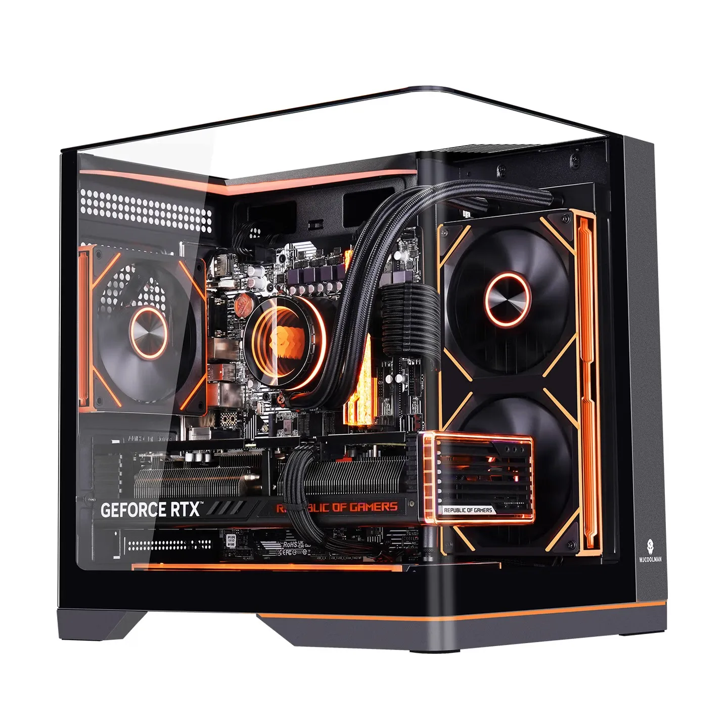 

WJCOOLMAN Wenjie MINI integrated curved glass sea-view gaming case / three-sided side lighting / ARGB lighting strip