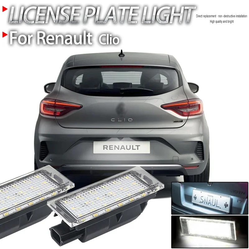 

2Pcs For Renault Clio 3 2005-2014 Clio 4 2012-2019 Clio Grand Tour 2013-2019 Canbus No Error Car Led Number License Plate Light