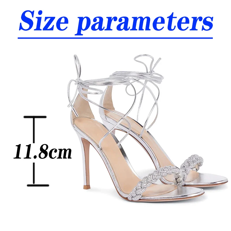 Stiletto Plus Size Sandals Women's Fashion Lace Up Round Toe High Heels Ladies High Heel Sandals Open Toe Shoes Plus Size