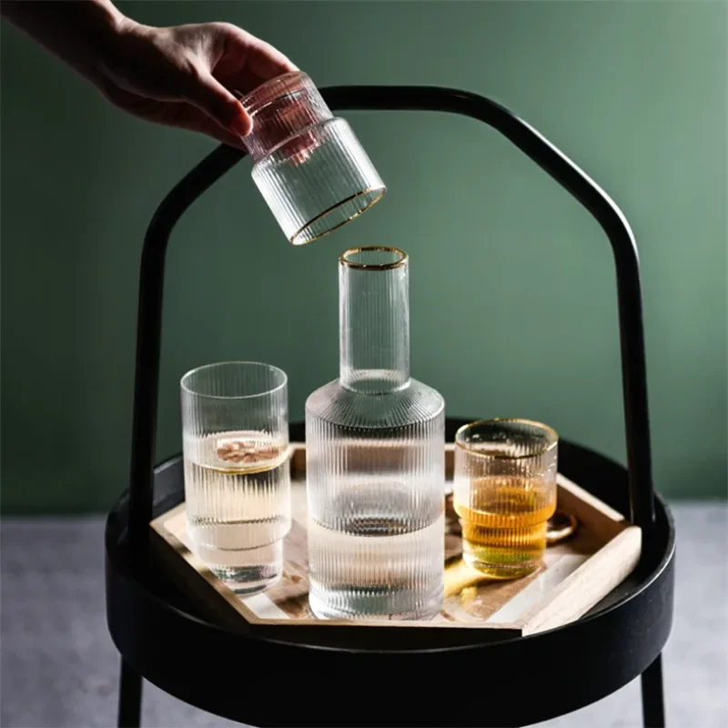 Nordic Phnom Penh Vertical Stripes Transparent Glass Fruit Juice Water Cup Milk Jug Water Bottle Glass Wine Cup Household Kettle