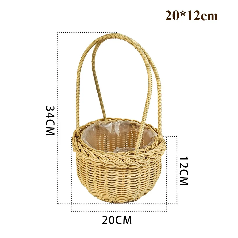 with Handle Imitation Rattan Storage Baskets Household 8 Styles Handhold Weaving Basket Handwoven Home Decoration Braid Basket