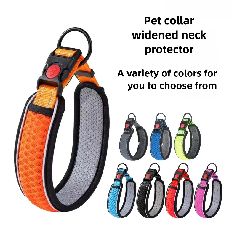 

Pet collar mesh breathable multi-color adjustable dog collar zinc alloy buckle tensile resistance