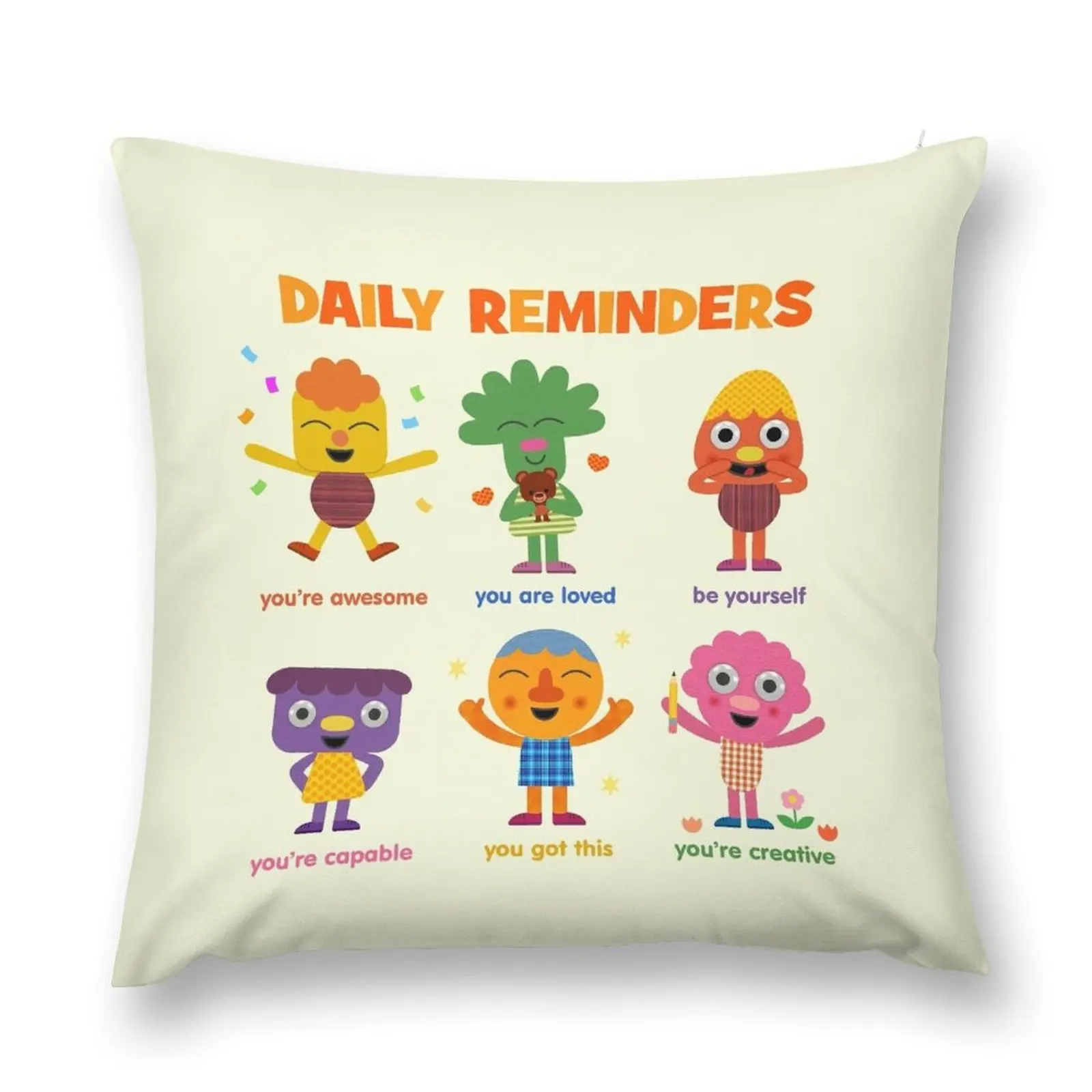 Noodle & Pals Daily Reminders Throw Pillow Decorative Sofa Cushions Throw Pillow pillow