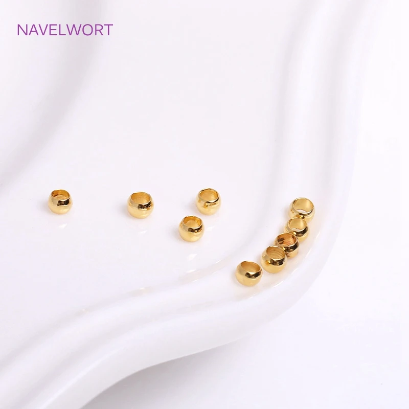 18K Gold Plated 2mm/2.5mm Crimp Beads For Jewelry Making, 1.5mm/2mm Tubular Crimp Bead DIY Jewelry Fittings Accessories