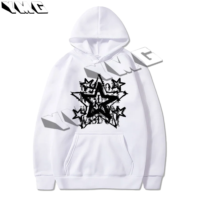 

Y2K high street pentagram printed thick cotton hoodie autumn women's hoodie oversized loose sports hoodie casual streetwear EMO